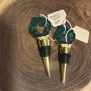 Gold and Green Crystal Bottle Stoppers